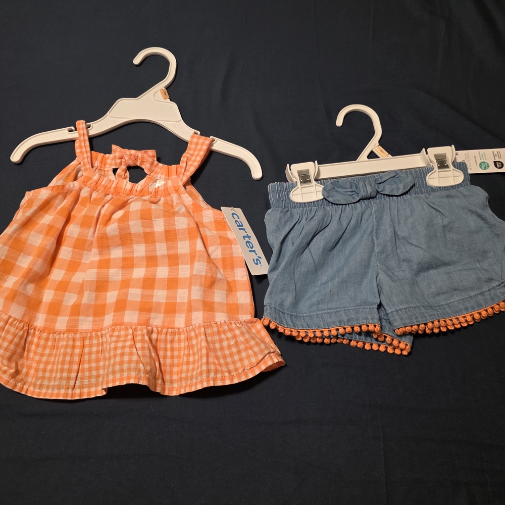 Carter's Orange and Blue Pom-Pom Trimmed Accessories